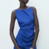 Drapiertes Leinenkleid Drapiertes Leinenkleid