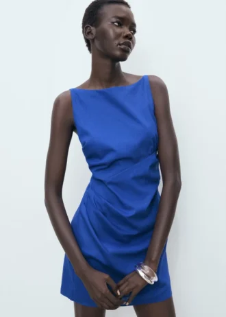 Drapiertes Leinenkleid
