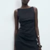 Drapiertes Leinenkleid Drapiertes Leinenkleid