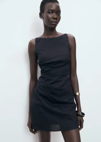 Drapiertes Leinenkleid