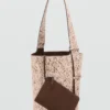 Eimerförmige Tasche aus Leder und Fell