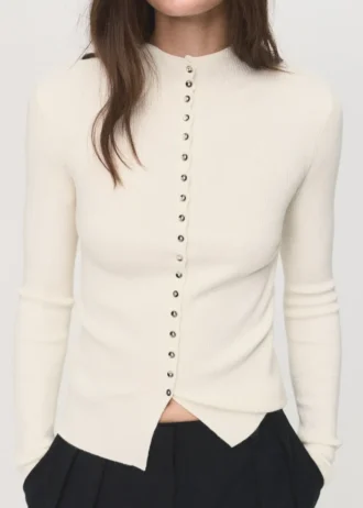 Fein gerippte Strickjacke
