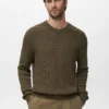 Fein gerippter Baumwollpullover