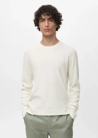 Fein gerippter Baumwollpullover