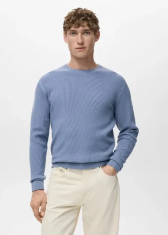Fein gerippter Baumwollpullover