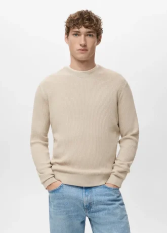 Fein gerippter Baumwollpullover