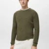 Fein gerippter Baumwollpullover