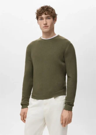 Fein gerippter Baumwollpullover Fein gerippter Baumwollpullover