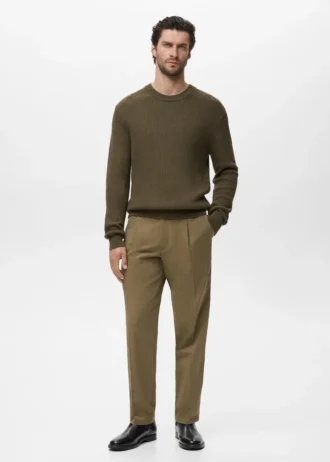 Fein gerippter Baumwollpullover
