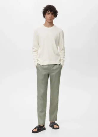 Fein gerippter Baumwollpullover
