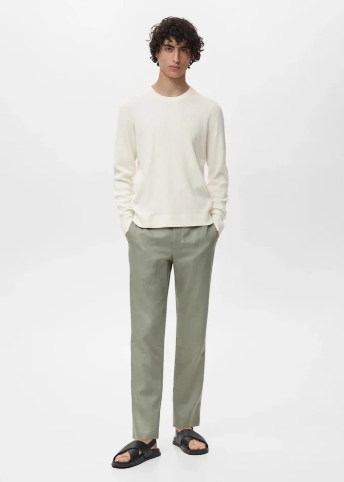 Fein gerippter Baumwollpullover