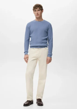 Fein gerippter Baumwollpullover