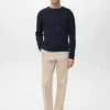 Fein gerippter Baumwollpullover