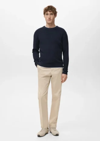 Fein gerippter Baumwollpullover