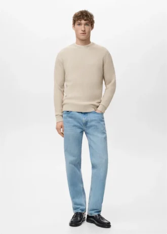 Fein gerippter Baumwollpullover