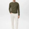 Fein gerippter Baumwollpullover