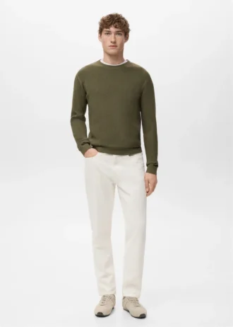 Fein gerippter Baumwollpullover Fein gerippter Baumwollpullover