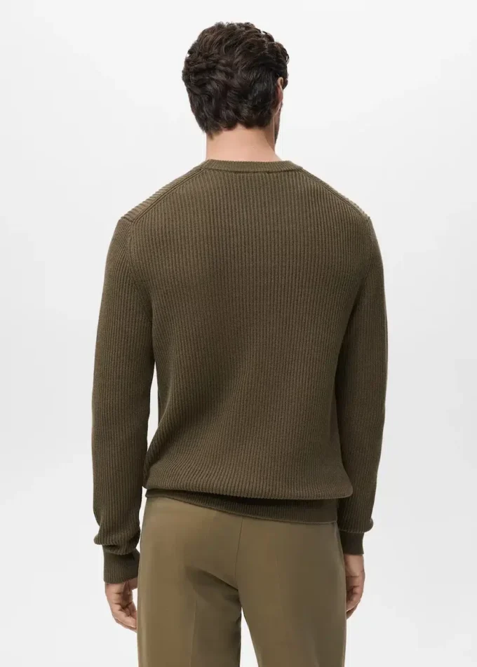 Fein gerippter Baumwollpullover