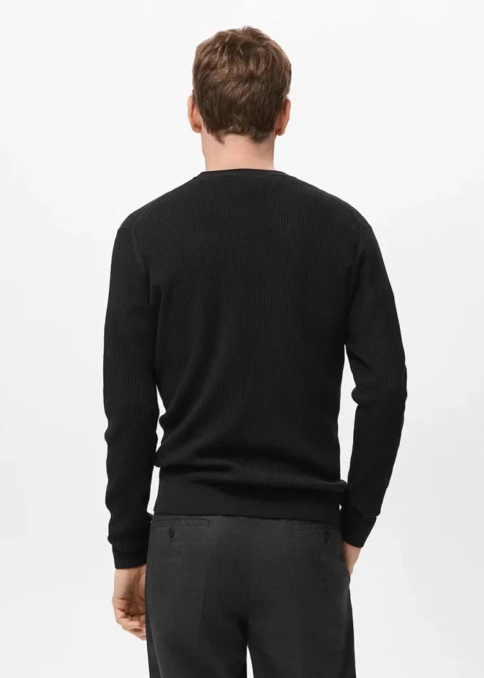 Fein gerippter Baumwollpullover