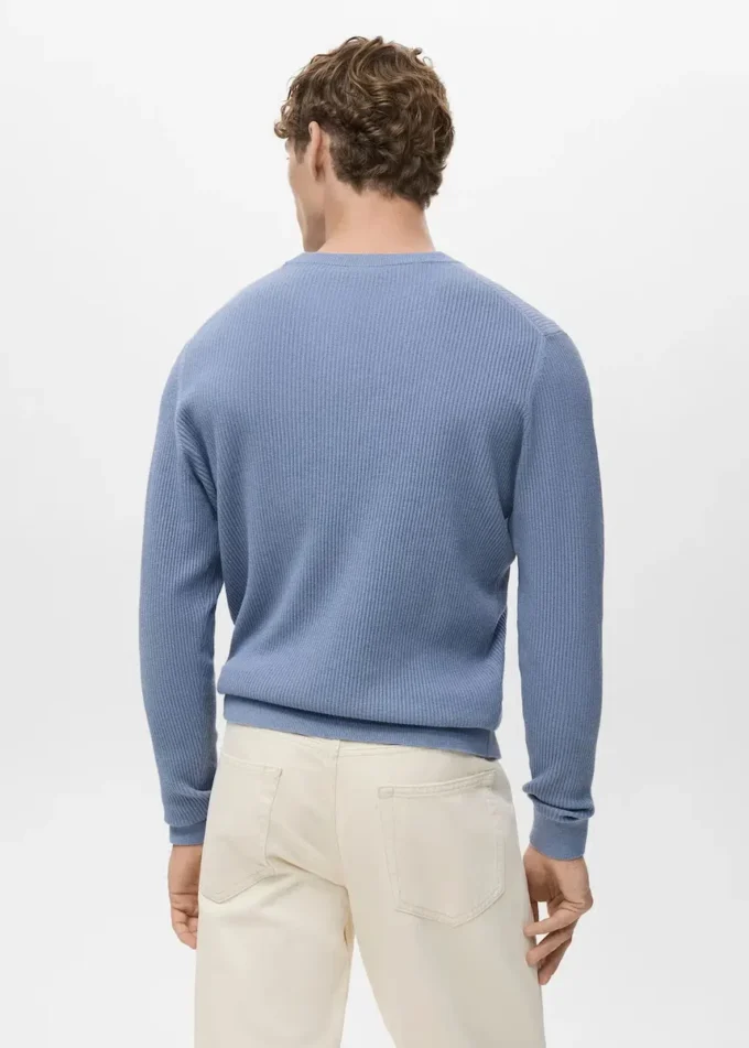 Fein gerippter Baumwollpullover