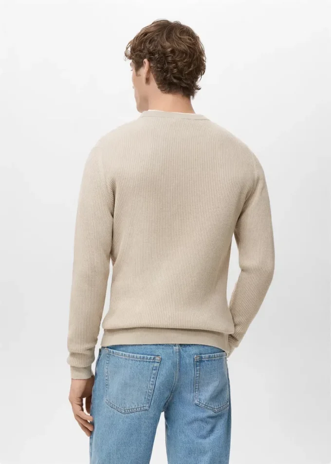 Fein gerippter Baumwollpullover