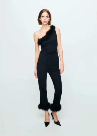 Fein gestrickte Caprihose mit Federn
