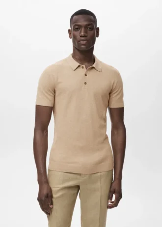 Fein gestricktes Baumwoll-Poloshirt