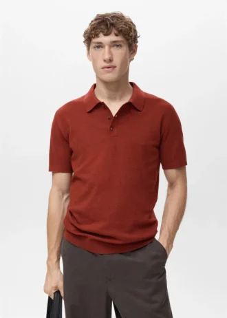 Fein gestricktes Baumwoll-Poloshirt