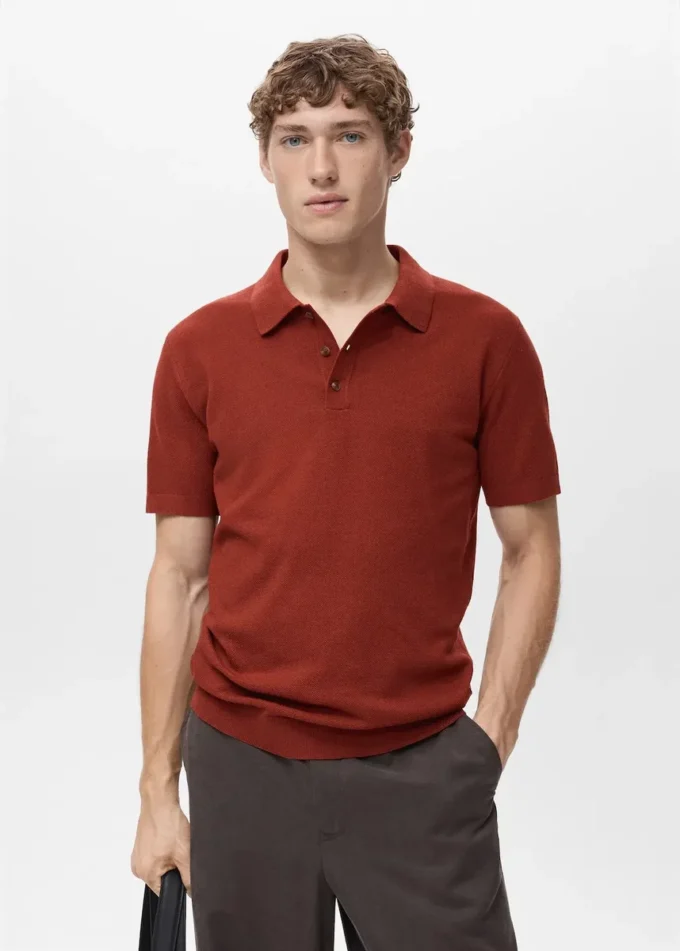 Fein gestricktes Baumwoll-Poloshirt Fein gestricktes Baumwoll-Poloshirt