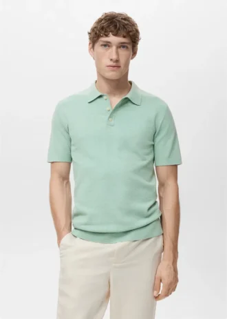Fein gestricktes Baumwoll-Poloshirt