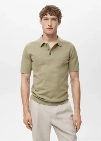 Fein gestricktes Baumwoll-Poloshirt