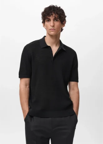 Fein gestricktes Baumwoll-Poloshirt