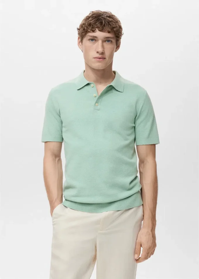 Fein gestricktes Baumwoll-Poloshirt Fein gestricktes Baumwoll-Poloshirt