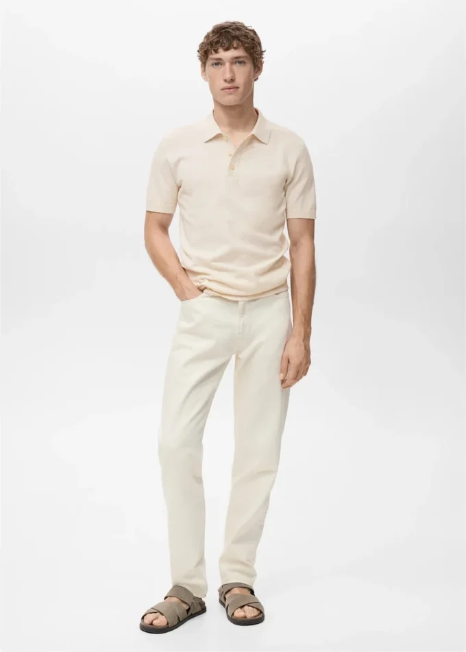 Fein gestricktes Baumwoll-Poloshirt Fein gestricktes Baumwoll-Poloshirt