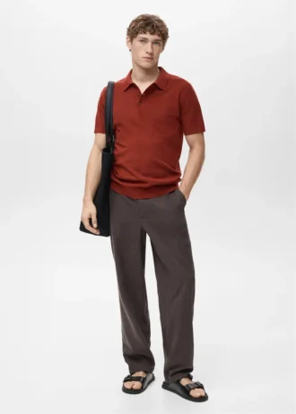Fein gestricktes Baumwoll-Poloshirt