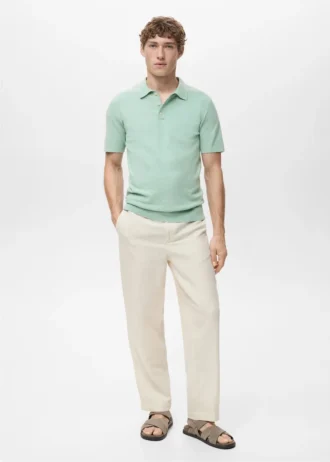 Fein gestricktes Baumwoll-Poloshirt