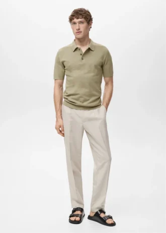 Fein gestricktes Baumwoll-Poloshirt