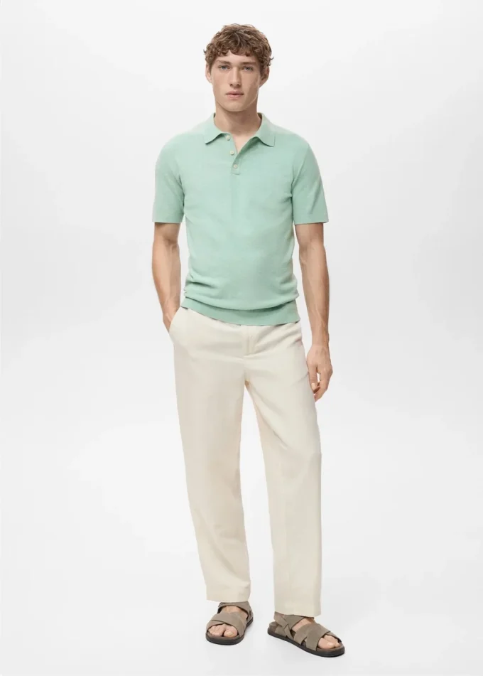 Fein gestricktes Baumwoll-Poloshirt Fein gestricktes Baumwoll-Poloshirt