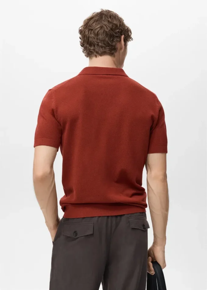 Fein gestricktes Baumwoll-Poloshirt Fein gestricktes Baumwoll-Poloshirt