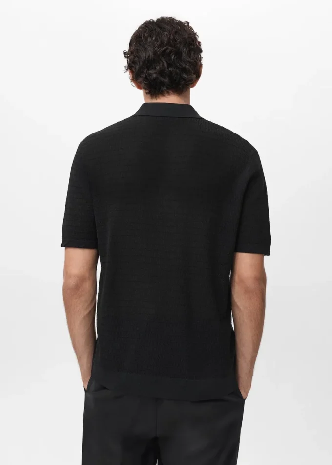 Fein gestricktes Baumwoll-Poloshirt Fein gestricktes Baumwoll-Poloshirt