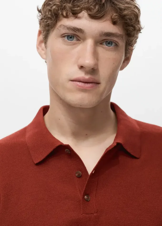 Fein gestricktes Baumwoll-Poloshirt Fein gestricktes Baumwoll-Poloshirt