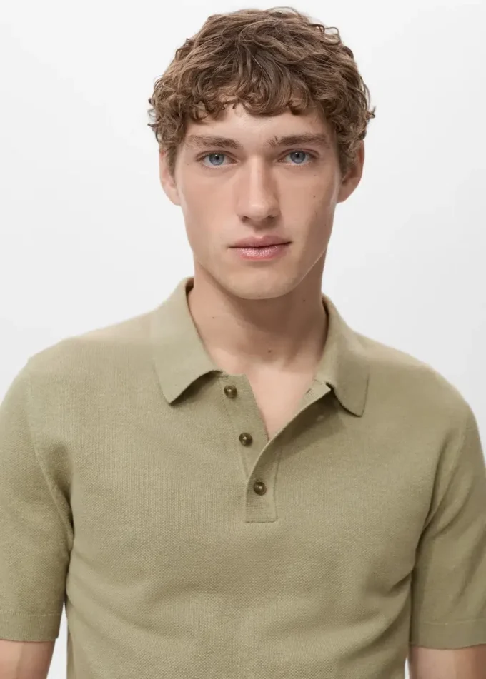 Fein gestricktes Baumwoll-Poloshirt Fein gestricktes Baumwoll-Poloshirt