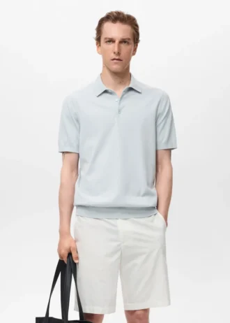 Fein gestricktes Poloshirt aus 100 % Baumwolle Fein gestricktes Poloshirt aus 100 % Baumwolle