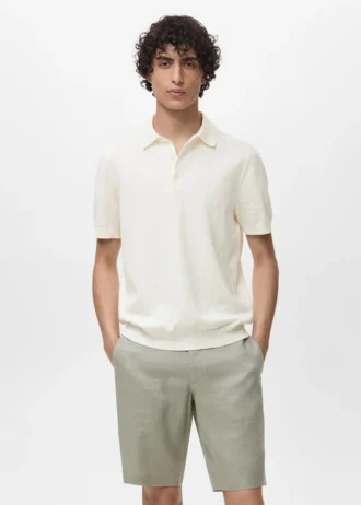 Fein gestricktes Poloshirt aus 100 % Baumwolle Fein gestricktes Poloshirt aus 100 % Baumwolle