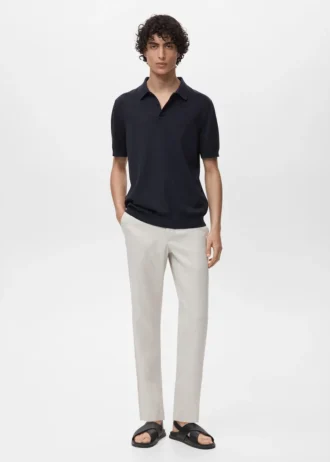 Fein gestricktes Poloshirt aus 100 % Baumwolle Fein gestricktes Poloshirt aus 100 % Baumwolle