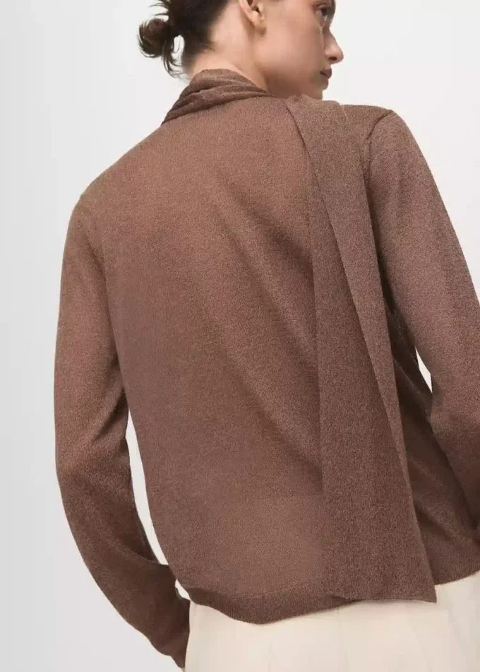 Feinstrick-Strickjacke mit Foulard Feinstrick-Strickjacke mit Foulard
