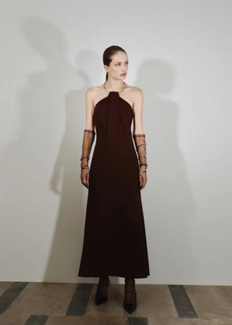 Feinstrickkleid mit Choker-Kragen