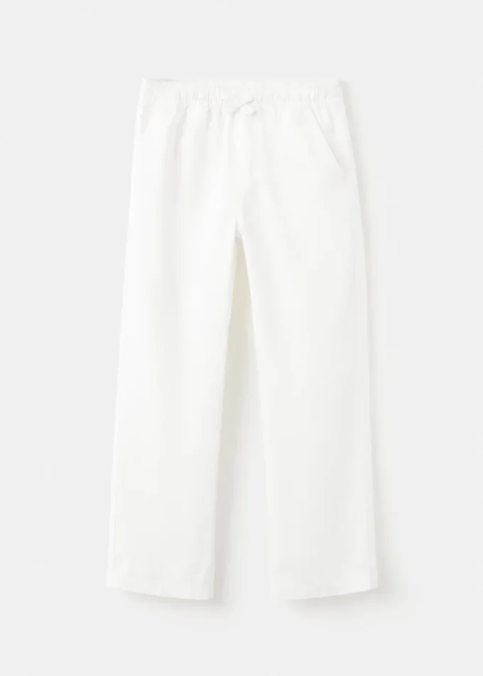 Gerade geschnittene Hose aus Leinenmischgewebe Gerade geschnittene Hose aus Leinenmischgewebe