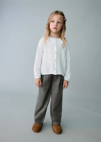 Gerade geschnittene Hose mit Hahnentrittmuster