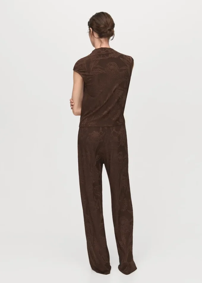 Gerade geschnittene Hose mit Jacquard-Blumenprint Gerade geschnittene Hose mit Jacquard-Blumenprint